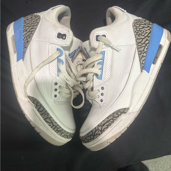 Jordan Other - Jordan 3 unc (White and Blue Sneakers with Elephant Print)